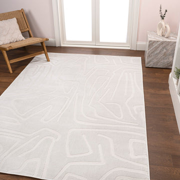 Alcina Modern Scandinavian Graphic Lines High-Low Area Rug